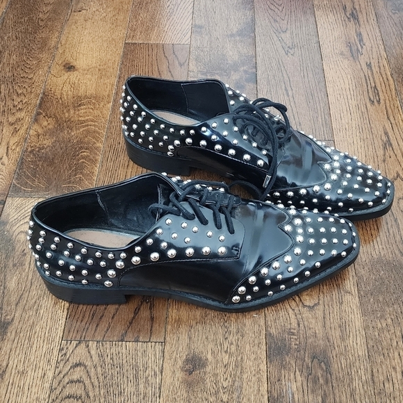Zara Black Studded Loafers size Euro 39 - Picture 1 of 5